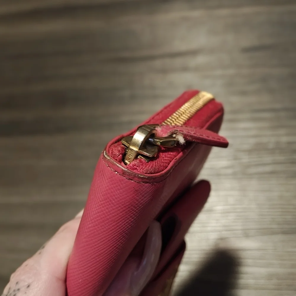 Prada Pink Saffiano Leather Long Zip Continental Wallet